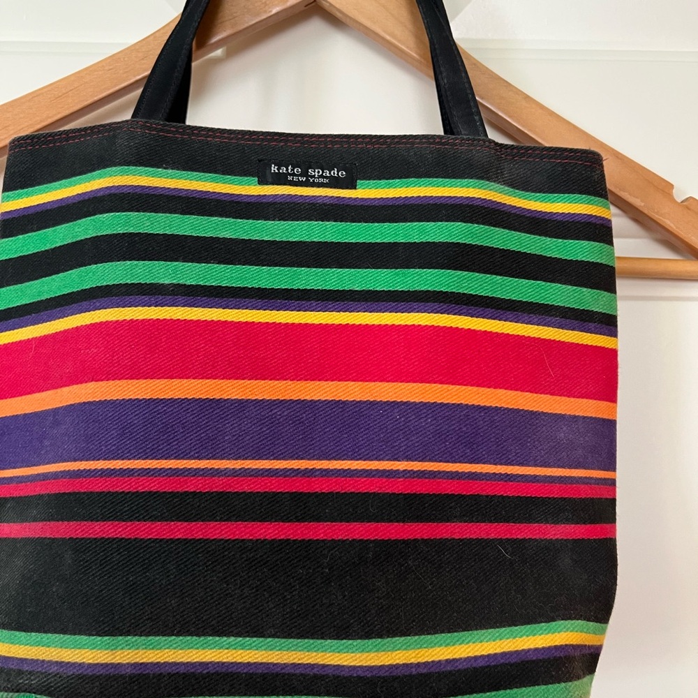 Kate Spade Multicolor Striped Canvas Tote Bag